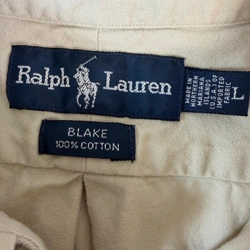 Ralph Lauren Polo Blake Mens Large Khaki Short Sleeve Button Down Shirt Cotton - Picture 5 of 5